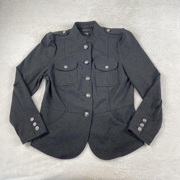 INC INTERNATIONAL CONCEPTS Women's Military Style Ponte Knit Jacket Large Gray - Picture 14 of 16
